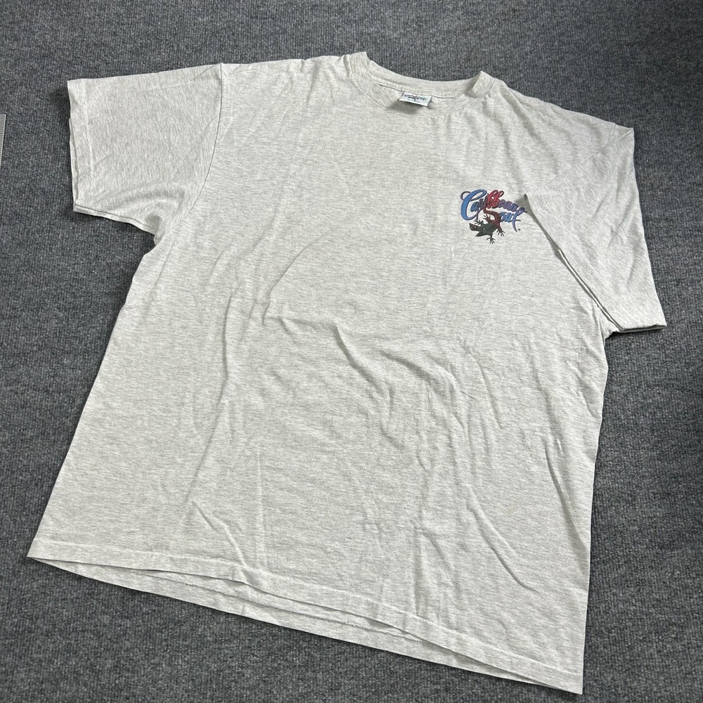Vintage Caribbean Soul Shirt Mens 2XL Gray Lizard Beach Humor Graphic 1996 90s